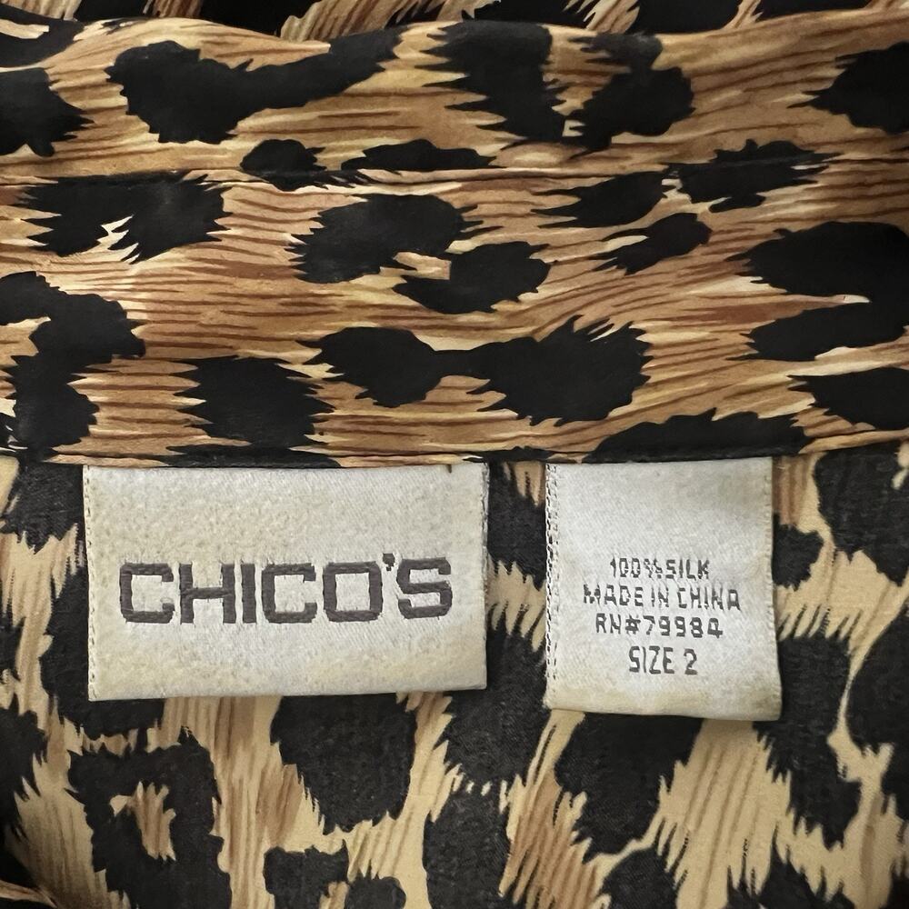 Chico’s Vintage Animal Print Short Sleeve Button Down Blouse Collared Size Med - Picture 7 of 7